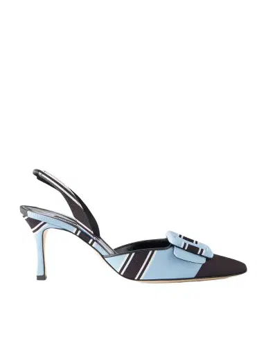 Manolo Blahnik + Emilia Wickstead Maysli 70 Striped Grosgrain Slingback Pumps | Thumbnail 1 Manolo Blahnik + Emilia Wickstead Maysli 70 Striped Grosgrain Slingback Pumps | Thumbnail 1