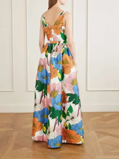 Borgo de Nor Isabella Belted Floral-print Taffeta Maxi Dress | Thumbnail 3 Borgo de Nor Isabella Belted Floral-print Taffeta Maxi Dress | Thumbnail 3