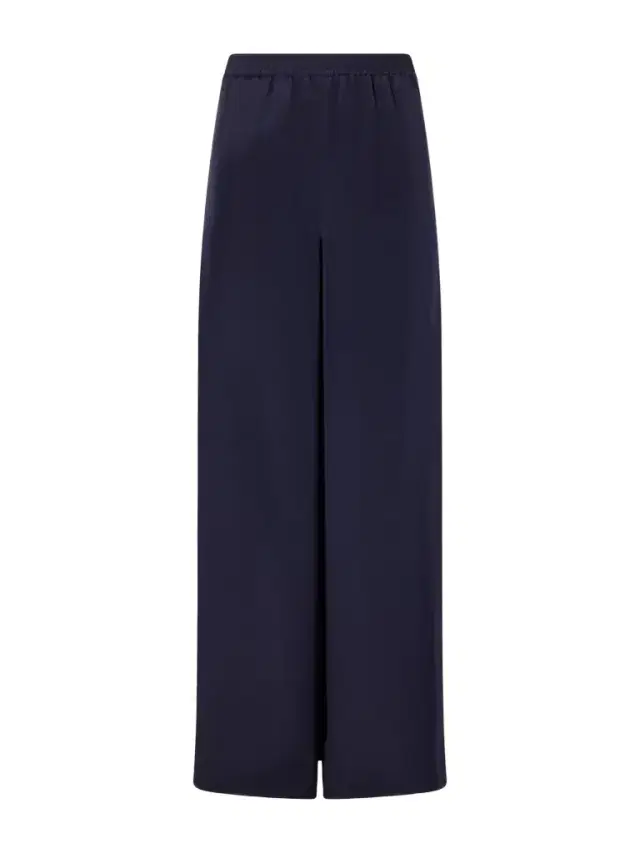 Max Mara Logo-embroidered Silk Wide-leg Pants