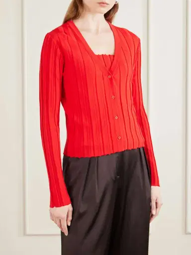 Staud Ezra Ribbed Jersey Cardigan | Thumbnail 3