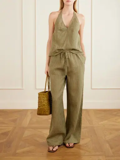 Staud Mateo Striped Linen Wide-leg Pants | Thumbnail 2
