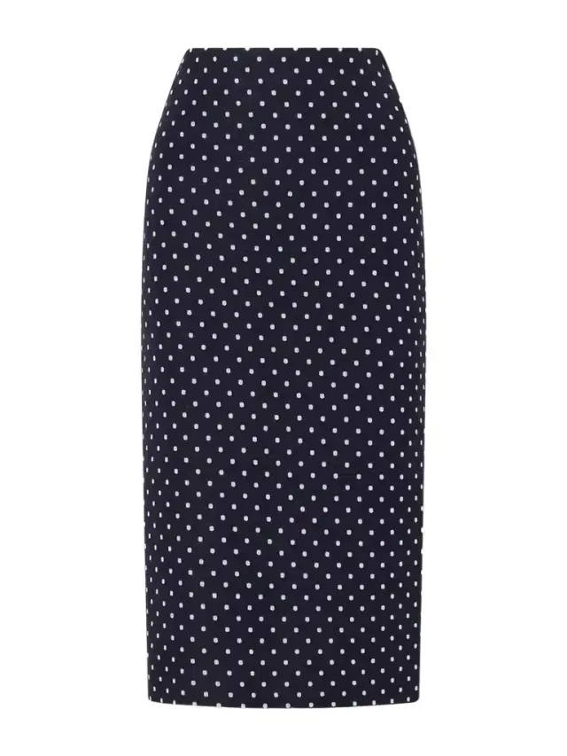 Polka-dot Jersey Midi Skirt