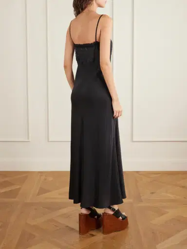 Chloé Lace-trimmed Silk-satin Midi Dress | Thumbnail 3 Chloé Lace-trimmed Silk-satin Midi Dress | Thumbnail 3