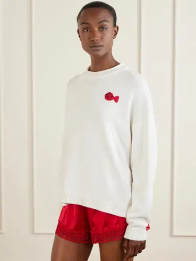 Staud + Da Adolfo Giada Logo-embroidered Cotton-blend Sweater | Thumbnail 3 Staud + Da Adolfo Giada Logo-embroidered Cotton-blend Sweater | Thumbnail 3