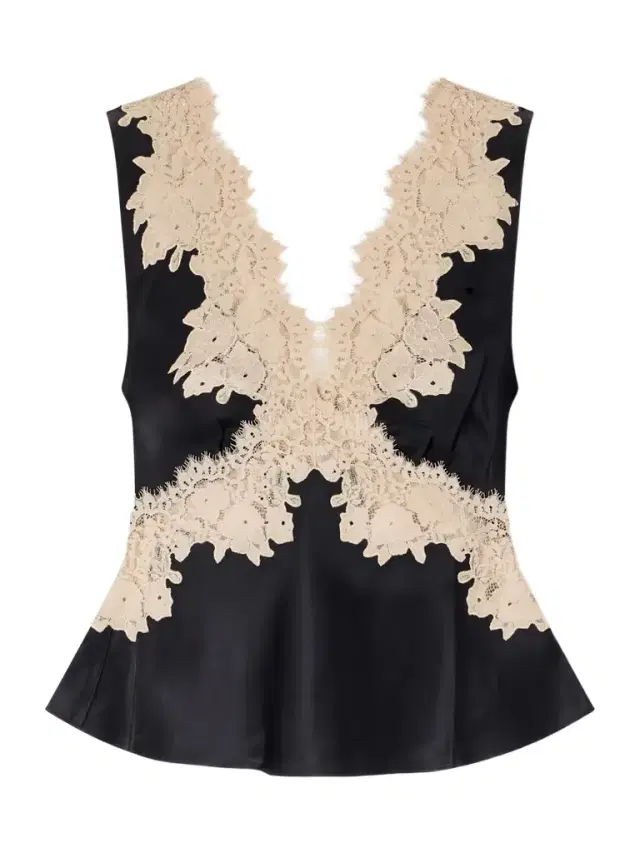 Emmie Lace-trimmed Satin Top