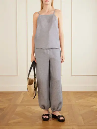 Eres Bienheureux Linen Straight-leg Drawstring Pants | Thumbnail 2