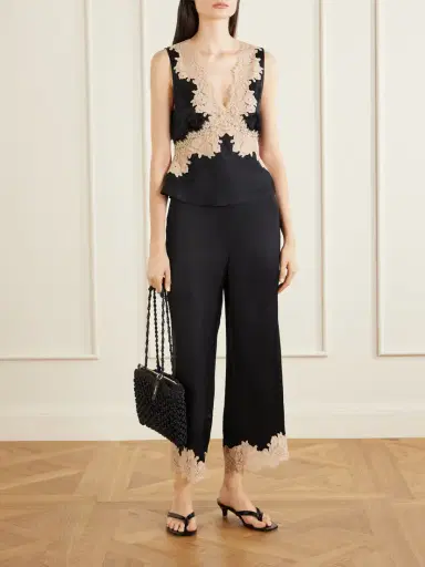 Rixo Marcela Lace-trimmed Satin Wide-leg Pants | Thumbnail 2