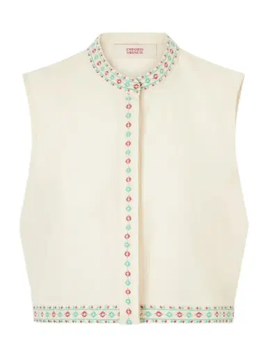 Emporio Sirenuse Andorra Astragal Mare Embroidered Linen And Cotton-blend Top | Thumbnail 1 Emporio Sirenuse Andorra Astragal Mare Embroidered Linen And Cotton-blend Top | Thumbnail 1