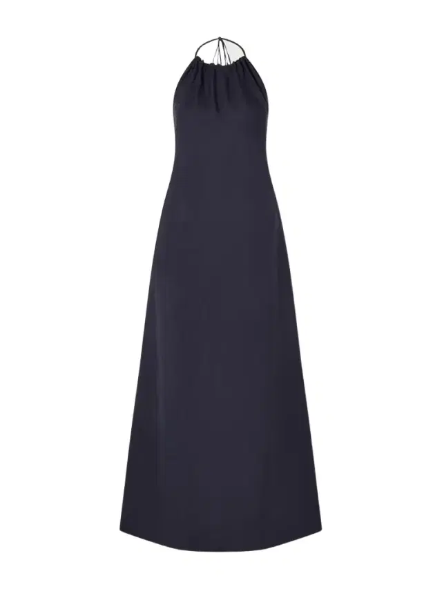 Nili Lotan Lelia Open-back Linen-voile Halterneck Maxi Dress