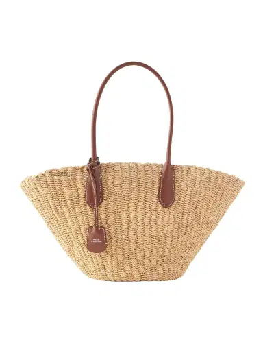 Polo Ralph Lauren Bellport Medium Leather-trimmed Raffia Tote | Thumbnail 1 Polo Ralph Lauren Bellport Medium Leather-trimmed Raffia Tote | Thumbnail 1