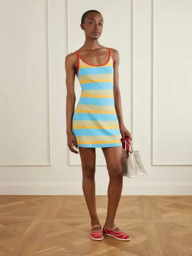 Staud +da Adolfo Vespa Striped Logo-embroidered Cotton-blend Dress | Thumbnail 2 Staud +da Adolfo Vespa Striped Logo-embroidered Cotton-blend Dress | Thumbnail 2