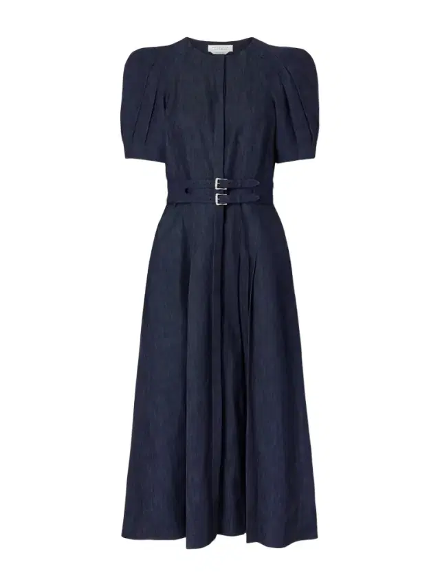 Gabriela Hearst Patricia Belted Cotton And Linen-blend Denim Midi Dress