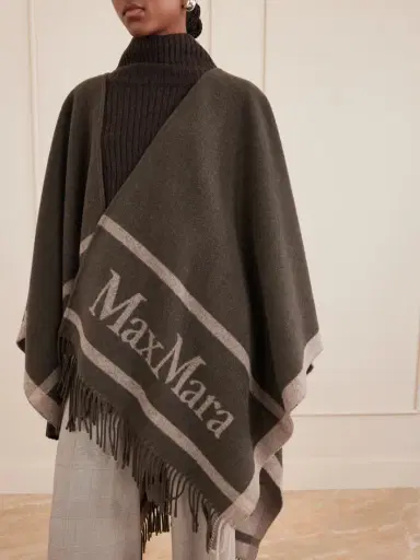 Max Mara Fringed Wool-jacquard Cape | Thumbnail 3 Max Mara Fringed Wool-jacquard Cape | Thumbnail 3
