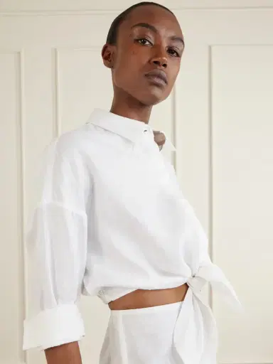 Staud Lisa Knotted Linen Shirt | Thumbnail 4