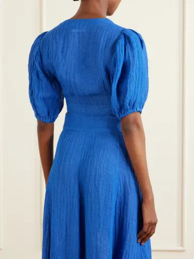 Lisa Marie Fernandez Pouf Tie-detailed Linen-blend Blouse | Thumbnail 3