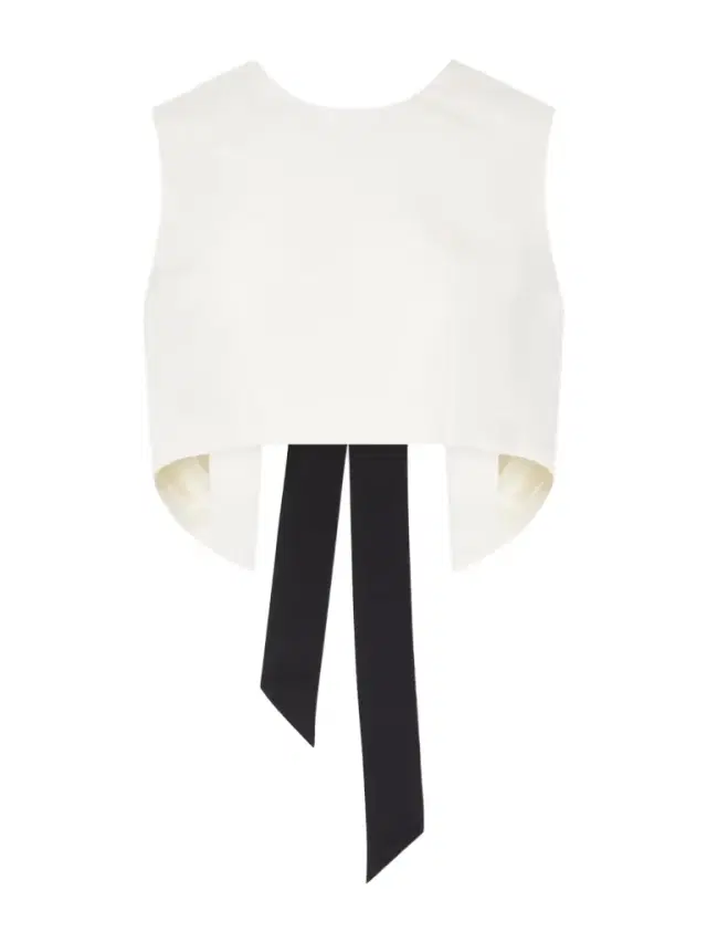 Bow-detailed Cropped Silk-cady Top Bow-detailed Cropped Silk-cady Top