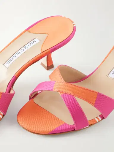 Manolo Blahnik + Emilia Wickstead Callamu 50 Striped Grosgrain Mules | Thumbnail 5