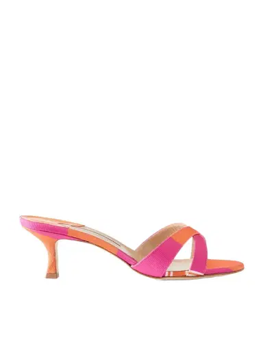 Manolo Blahnik + Emilia Wickstead Callamu 50 Striped Grosgrain Mules | Thumbnail 1