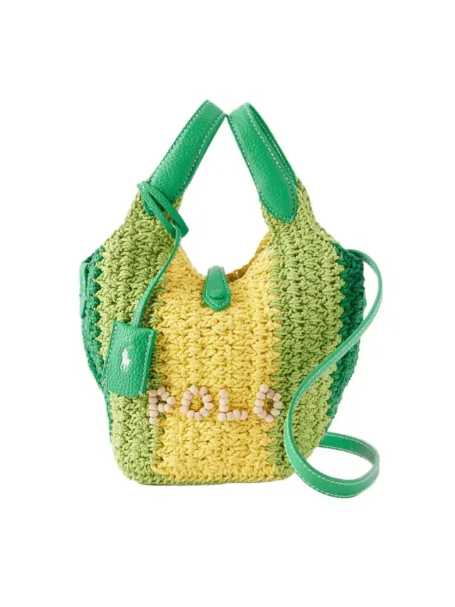 Polo Play Small Leather-trimmed Crocheted Bucket Bag