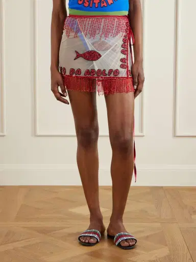Staud + Da Adolfo Riva Fringed Beaded Mesh Sarong | Thumbnail 3 Staud + Da Adolfo Riva Fringed Beaded Mesh Sarong | Thumbnail 3