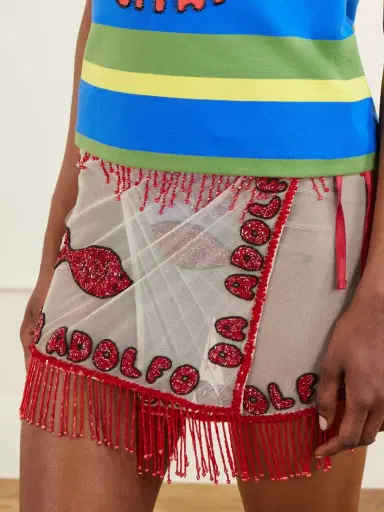 Staud + Da Adolfo Riva Fringed Beaded Mesh Sarong | Thumbnail 5 Staud + Da Adolfo Riva Fringed Beaded Mesh Sarong | Thumbnail 5