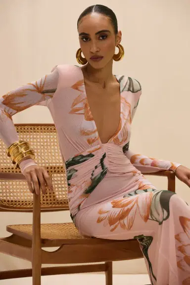 PatBo LOTUS LONG SLEEVE MAXI DRESS | Thumbnail 2