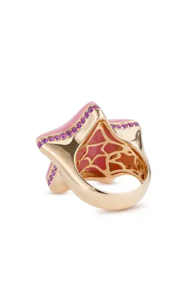 Alina Abegg 18K Yellow Gold Starfish Pink Bubble Ring | Thumbnail 4