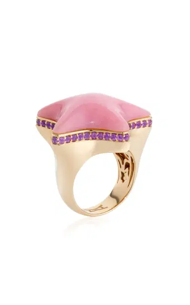 Alina Abegg 18K Yellow Gold Starfish Pink Bubble Ring | Thumbnail 5