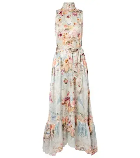 Camilla Embellished floral silk maxi dress