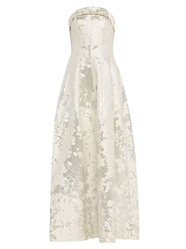 SIMKHAI Women's Octavia Floral Strapless Gown - Silver