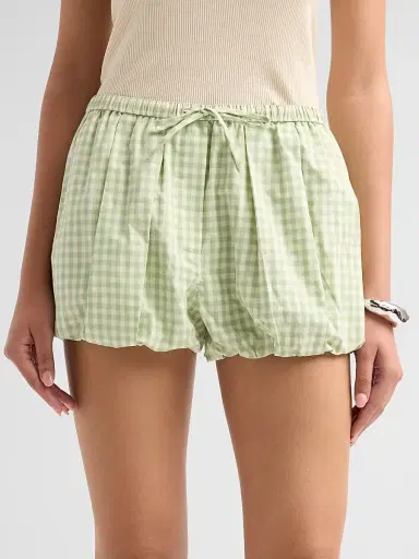 Simkhai Women's Gingham Bubble Shorts - Lime Gingham - Size XS | Thumbnail 5 Simkhai Women's Gingham Bubble Shorts - Lime Gingham - Size XS | Thumbnail 5