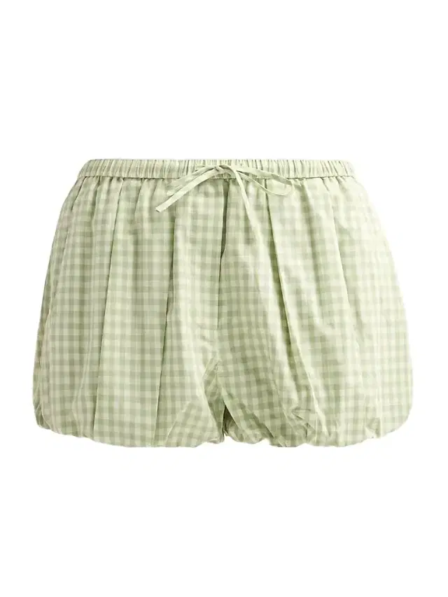 SIMKHAI Women's Gingham Bubble Shorts - Lime Gingham