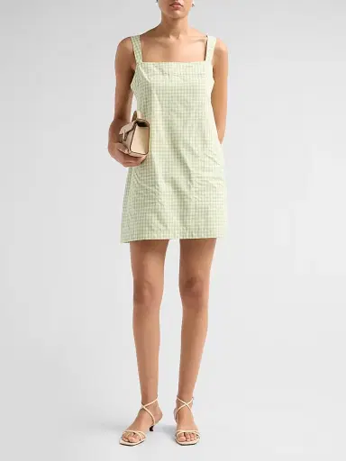 SIMKHAI Women's Sloan Gingham Mini Dress - Lime Gingham | Thumbnail 2