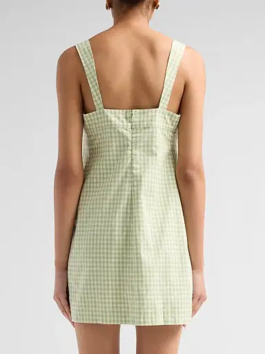 SIMKHAI Women's Sloan Gingham Mini Dress - Lime Gingham | Thumbnail 3