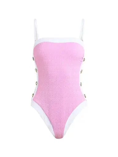 L'Agence Women's Colorblock Chic Tory Bandeau One-Piece Swimsuit | Thumbnail 1 L'Agence Women's Colorblock Chic Tory Bandeau One-Piece Swimsuit | Thumbnail 1