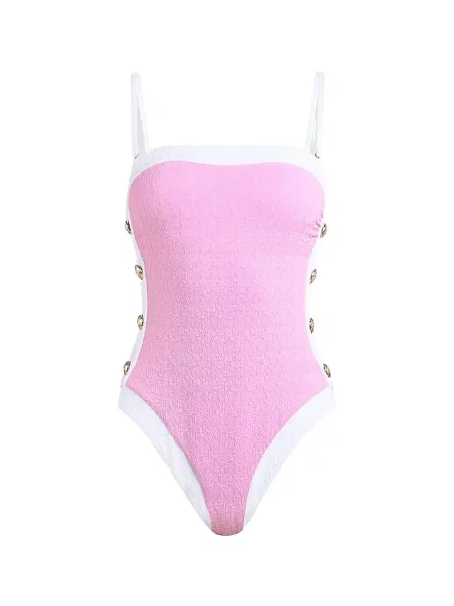 L'AGENCE Women's Colorblock Chic Tory Bandeau One-Piece Swimsuit - Blush