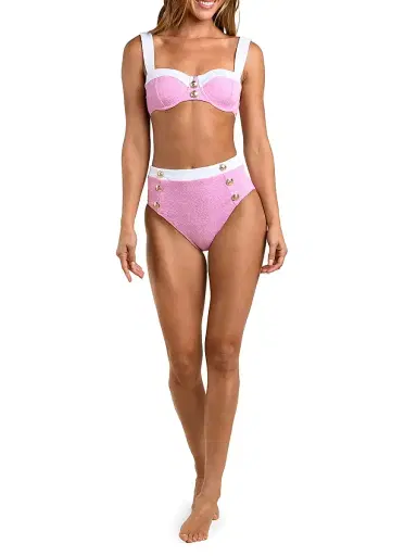 L'Agence Women's Colorblock Chic Vanessa High-Waisted Bikini Bottom | Thumbnail 2 L'Agence Women's Colorblock Chic Vanessa High-Waisted Bikini Bottom | Thumbnail 2