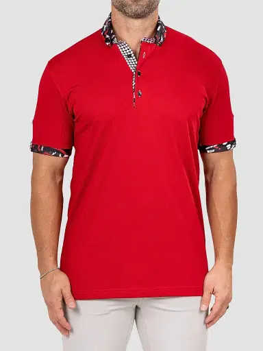 Maceoo Men's Newton Marthy Polo Shirt - Red - Size XXXL | Thumbnail 2