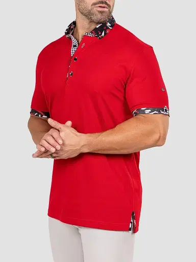 Maceoo Men's Newton Marthy Polo Shirt - Red - Size XXXL | Thumbnail 3