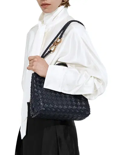 Bottega Veneta Women's Andiamo Intrecciato Leather Top-Handle Bag - Midnight | Thumbnail 2 Bottega Veneta Women's Andiamo Intrecciato Leather Top-Handle Bag - Midnight | Thumbnail 2