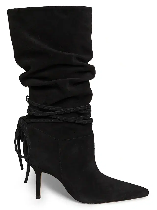 Cinq à Sept Women's Samina Wrap Around Heel 85mm Suede Boots - Black