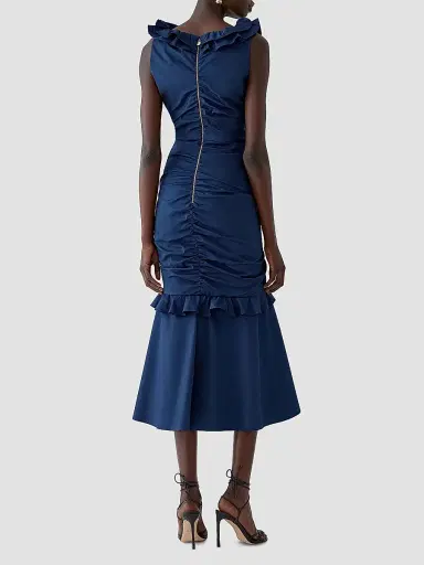 Carolina Herrera Women's Cabana Ruched V-Neck Sleeveless Midi-Dress | Thumbnail 4 Carolina Herrera Women's Cabana Ruched V-Neck Sleeveless Midi-Dress | Thumbnail 4