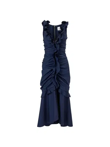 Carolina Herrera Women's Cabana Ruched V-Neck Sleeveless Midi-Dress | Thumbnail 1 Carolina Herrera Women's Cabana Ruched V-Neck Sleeveless Midi-Dress | Thumbnail 1