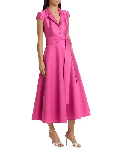 Badgley Mischka Women's Pebble Gazar Sash-Waist Cocktail Dress - Watermelon | Thumbnail 4
