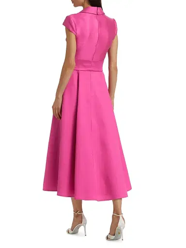Badgley Mischka Women's Pebble Gazar Sash-Waist Cocktail Dress - Watermelon | Thumbnail 5