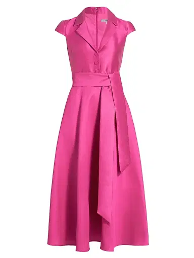 Badgley Mischka Women's Pebble Gazar Sash-Waist Cocktail Dress - Watermelon | Thumbnail 1