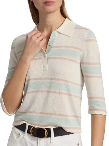 Re/done Women's Range Polo Top - Light Mint Combo | Thumbnail 6 Re/done Women's Range Polo Top - Light Mint Combo | Thumbnail 6