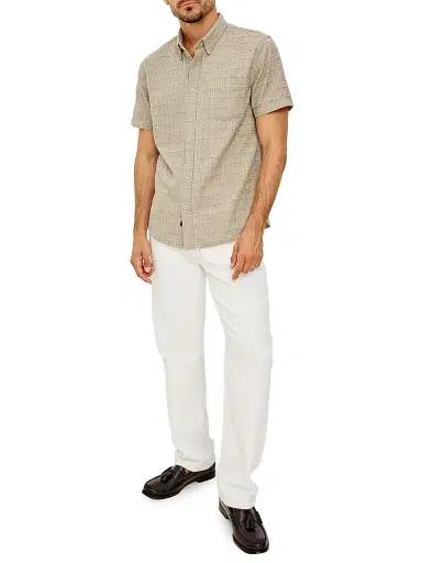 RAILS Men's Gavin Linen-Blend Short-Sleeve Shirt - Taupe Cream Twist - Size XXL | Thumbnail 2