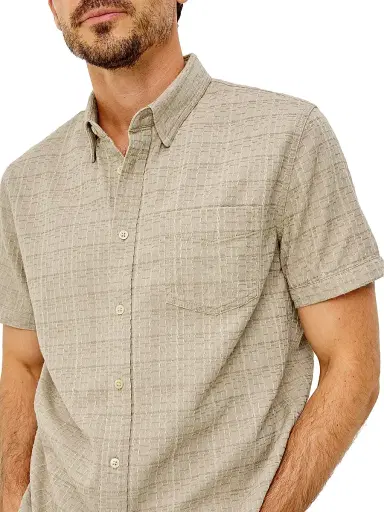RAILS Men's Gavin Linen-Blend Short-Sleeve Shirt - Taupe Cream Twist - Size XXL | Thumbnail 5