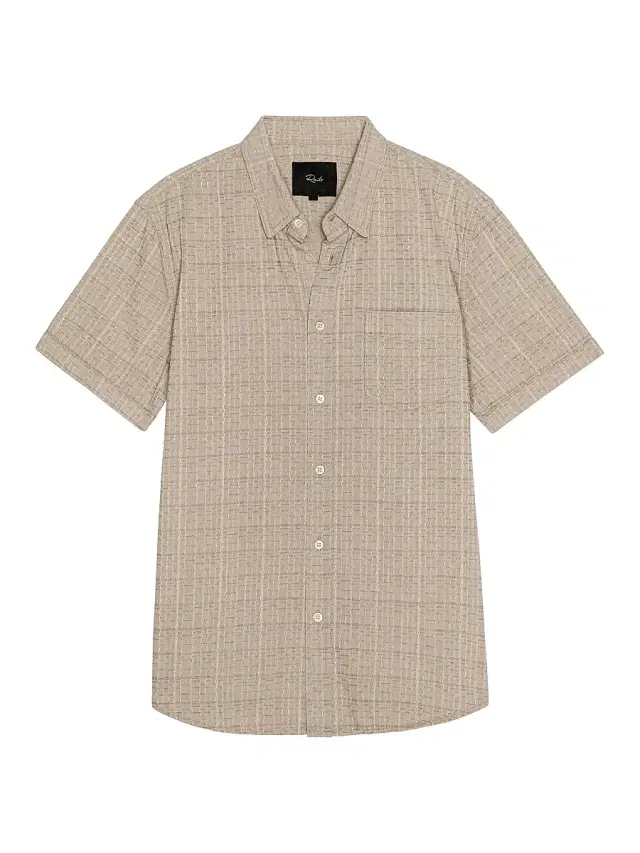 Men's Gavin Linen-Blend Short-Sleeve Shirt - Taupe Cream Twist